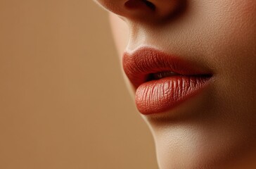 Close-up of a woman's lips, without makeup, isolated on a white background with copy space