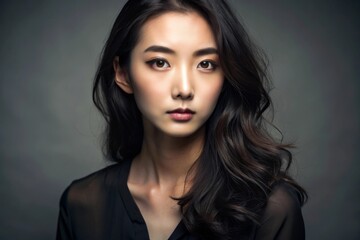 Fototapeta premium Beautiful portrait of asian young elegant woman with long hair
