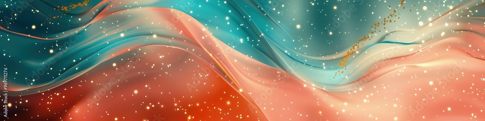 Poster a bold abstract space background with fluid cosmic patterns and gentle gradients in shades of coral,