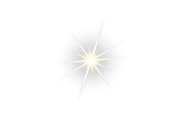 Radiant glow light burst effect. Realistic golden digital lens flare light effect. Starlight rise on transparent background