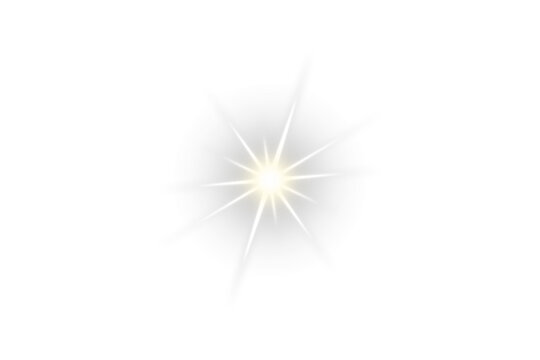 Radiant glow light burst effect. Realistic golden digital lens flare light effect. Starlight rise on transparent background