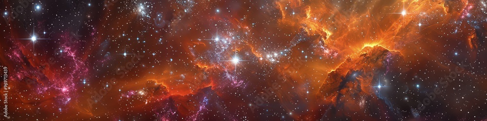 Aufkleber a captivating abstract galaxy background showcasing overlapping nebula clouds and twinkling star clu