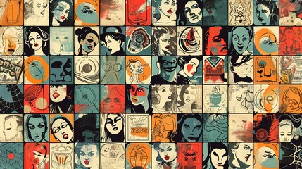 vintage poster pattern wallpaper