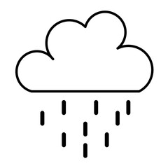 rainy cloud icon vector simple design illustration, weather symbol 