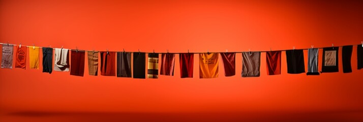 Obraz premium Vibrant red line featuring diverse prohibition symbols and signs for visual impact