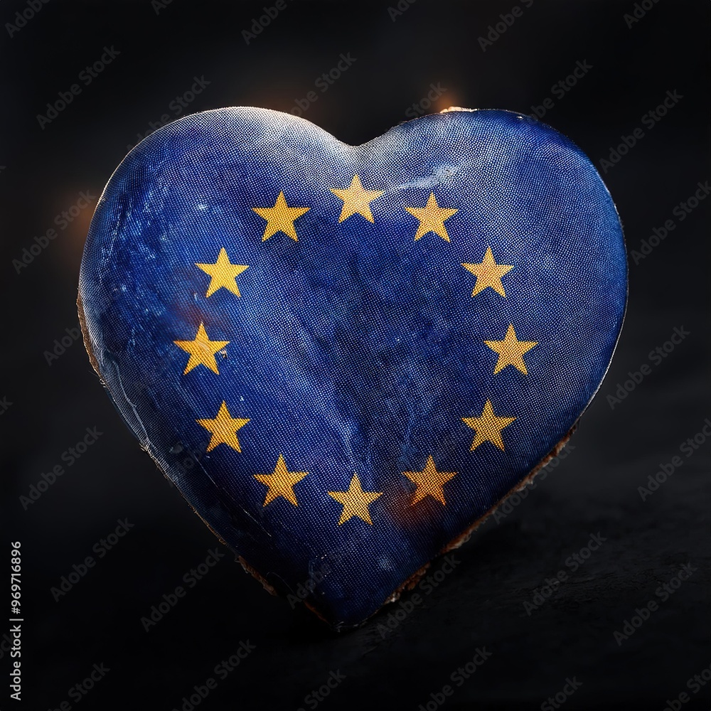 Poster european union heart symbol representing unity