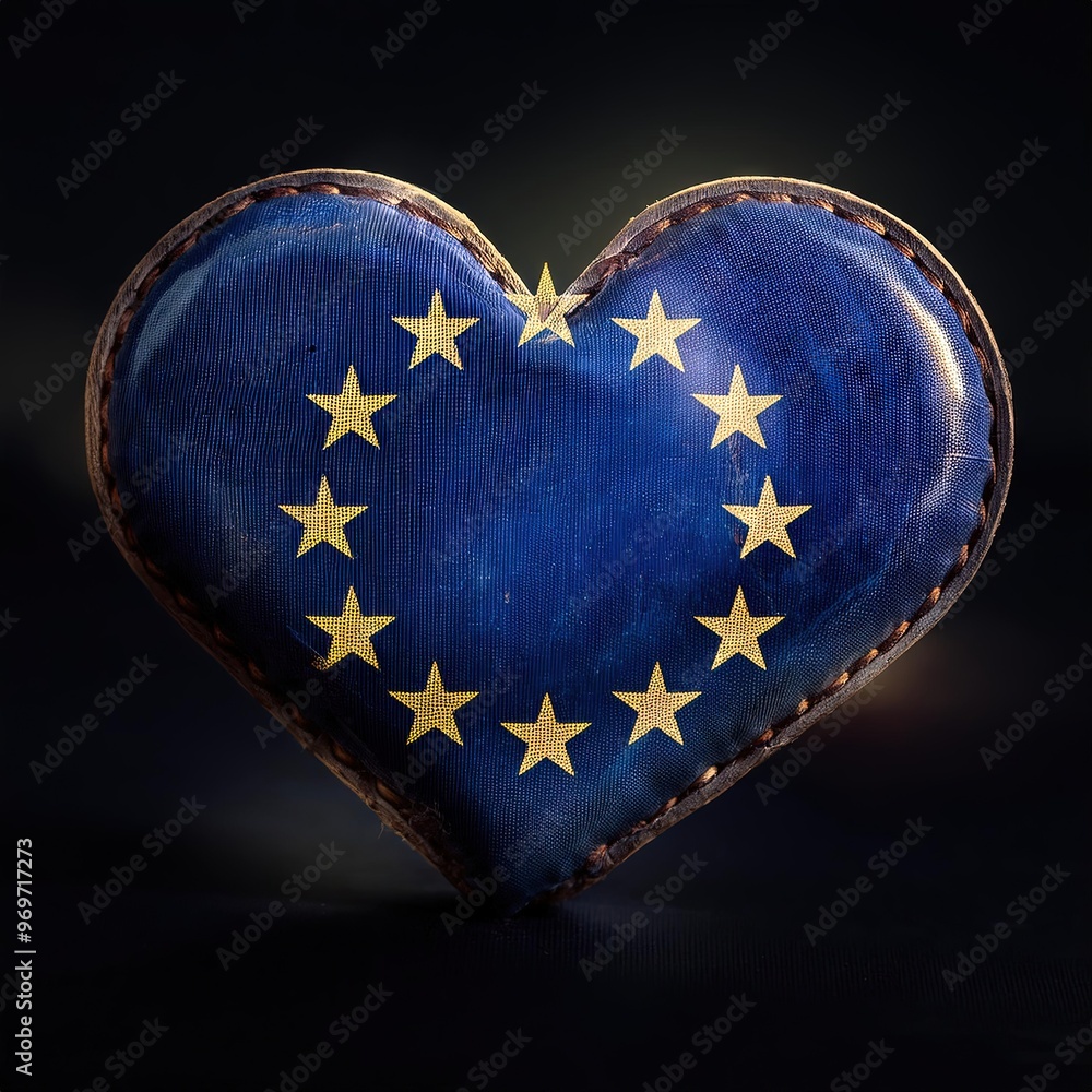 Poster heart-shaped symbol representing european union unity