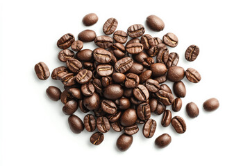 Obraz premium Whole Coffee Beans Arranged on a White Background