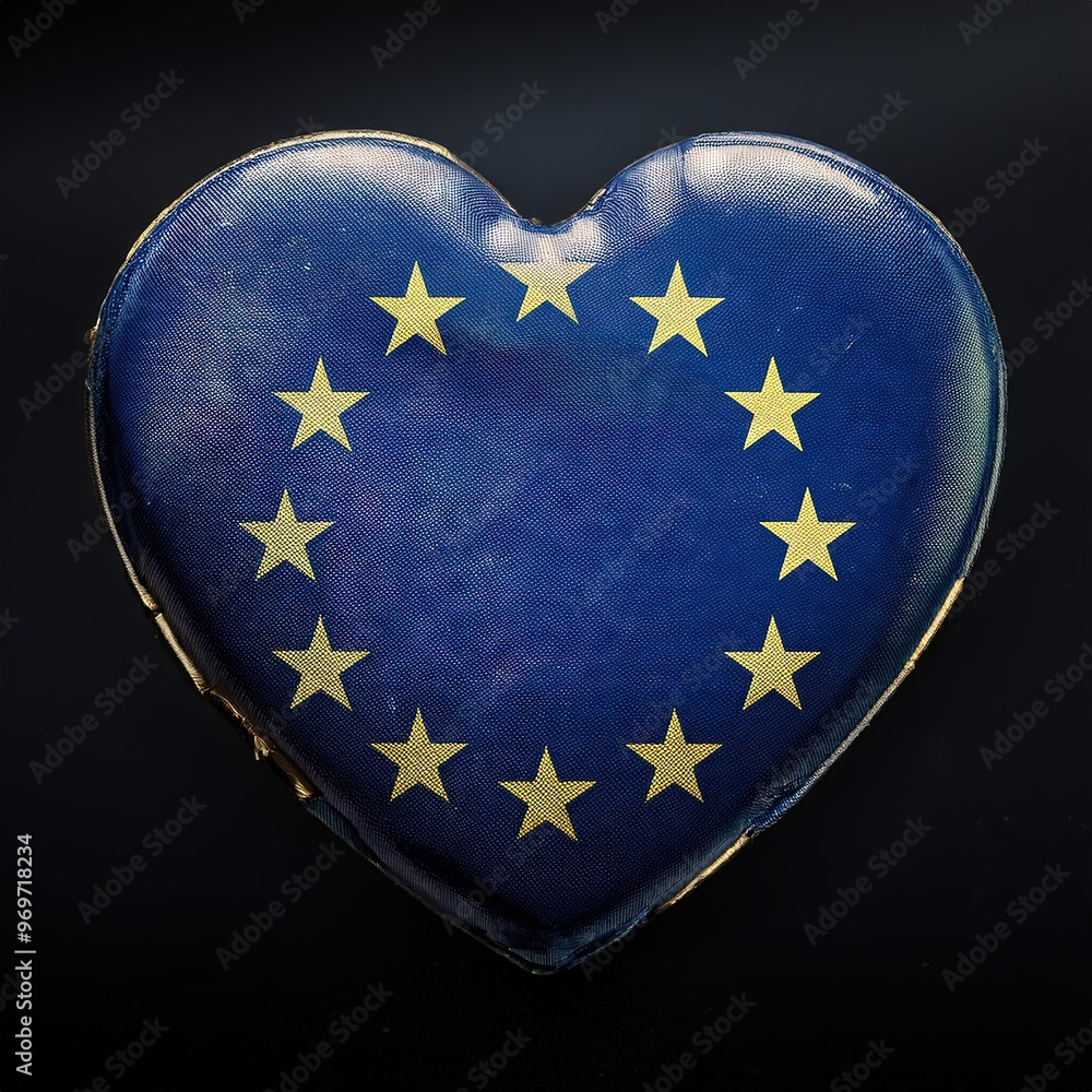 Poster heart-shaped flag symbolizing european unity