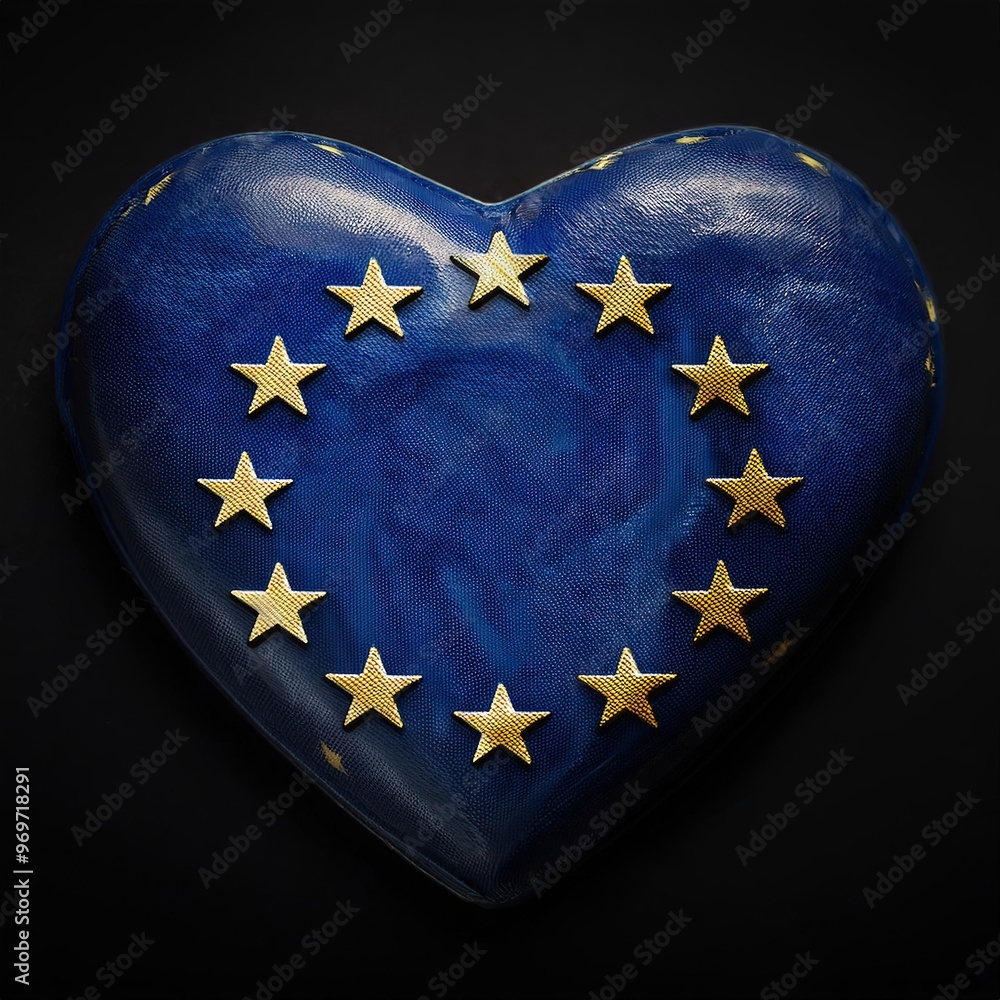 Poster heart symbolizing european union unity and identity
