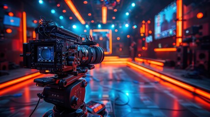 studio atmosphere with colorful neon lights