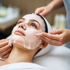 beauty salon series, facial mask applying
