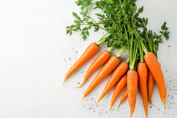 Farm-Fresh Carrots with Greens on a Minimal White Surface