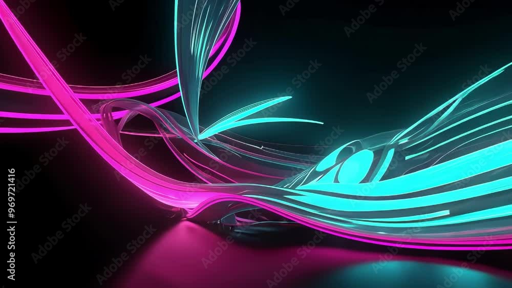Poster a vibrant abstract visual featuring glowing lines in motion, creating a dynamic and immersive digita