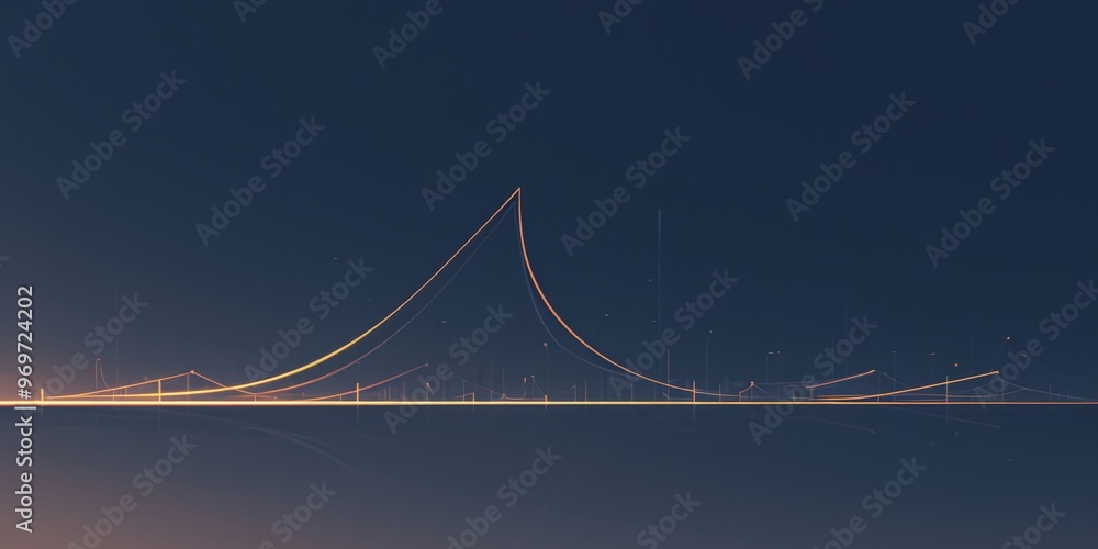 Poster minimalistic line graph with upward trend on dark gray background