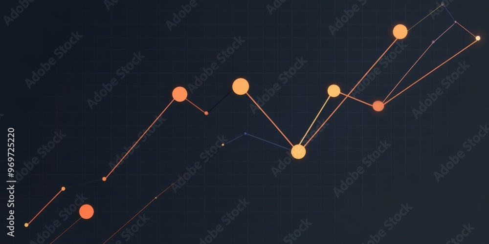 Poster minimalistic line graph with upward trend on dark gray background
