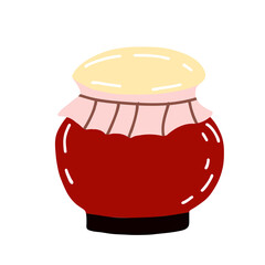 Jar with jam on transparent background. Food theme.