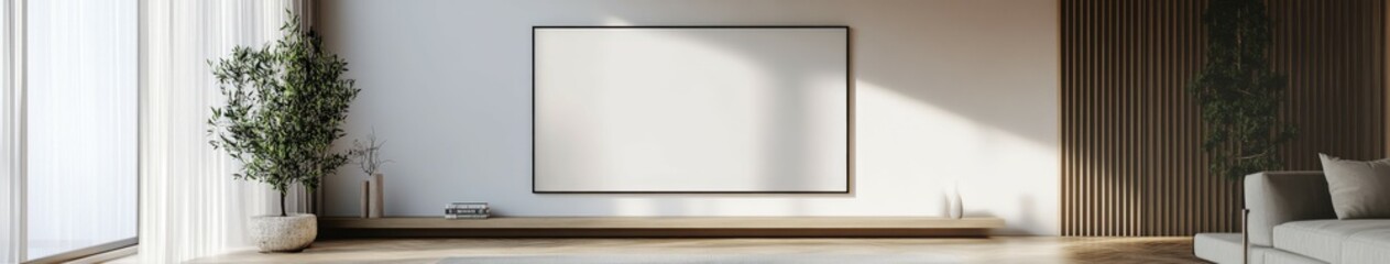 Obraz premium Elegant living room with modern decor and abundant natural light