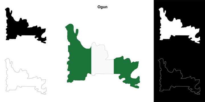 Ogun state outline map set
