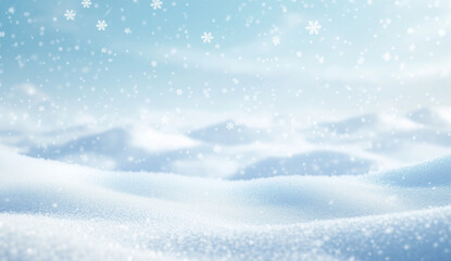 Naklejka premium Snowy Winter Landscape with Falling Snowflakes