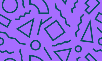 80s repeating patterns in Memphis style. Pop wallpaper with outline shapes. Abstract vector background for cards, posters, covers, banners or branding.