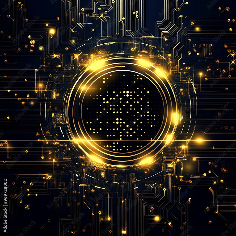 Poster orange abstract technology background circles digital hi-tech technology design background. concept 