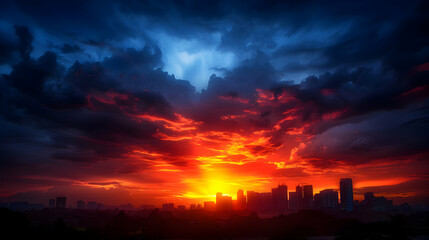 The Sky Filled With Dark Clouds The Sun Sets