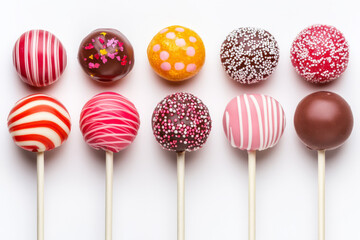 Multicolored Lollipops Arranged on a White Background