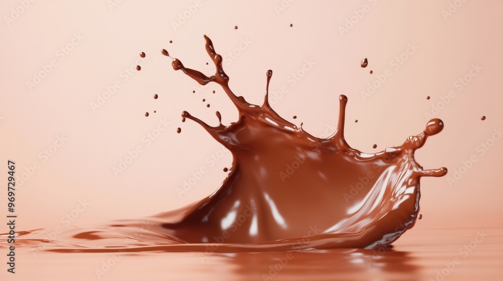 Aufkleber a dynamic splash of rich chocolate creates an artistic display as it rises from a smooth surface on 