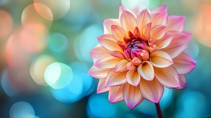 Fototapeta premium A close-up of a flower with a beautifully blurred background, showcasing vibrant colors and intricate petal details
