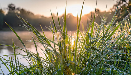 Riverbank Vegetation- Detailed View of Riverbank Plants and Grasses 
