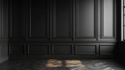 black wainscoting minimalist studio photo, Ai generated images