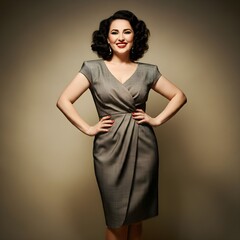 Fototapeta premium Fashion portrait of young elegant woman full body