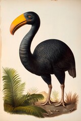 Obraz premium A vintage natural history collage featuring engravings of extinct animals like dodos and mammoths