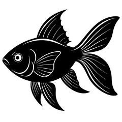 silhouette of goldfish vector black illustration on white background