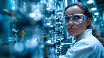 Innovative engineers in lab are focused on developing new battery technology, showcasing their dedication and expertise in high tech environment