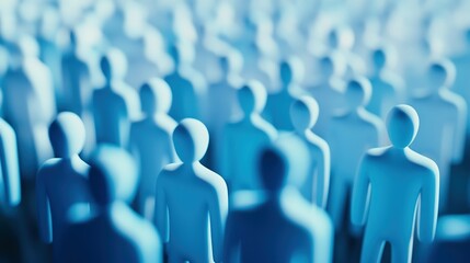 Blurry Blue Figures in a Crowd