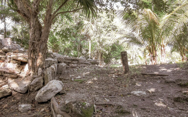 Xaman Ha Maya Ruins archeological site Playa del Carmen Mexico.