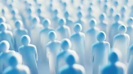 Obraz premium A Blurred Crowd of Blue Humanoid Figures