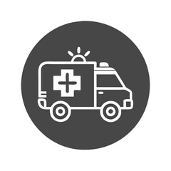 Fototapeta premium ambulance icon on dark background, emergency vehicle for health services, vector illustration, copy space