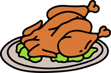 chicken drill hand drawn illustration