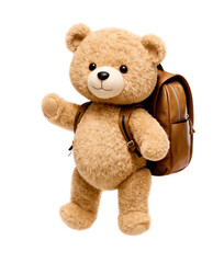 Brown Teddy Bear with Backpack on a transparent background
