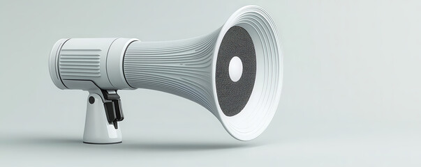 Close-up of a megaphone with sound waves emitting, symbolic of broadcasting, Copy space for text