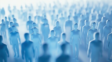 Fototapeta premium A Crowd of Abstract Blue Human Figures