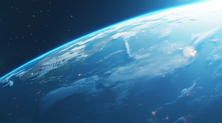 Satellite View of Earth Showing Atmosphere, Oceans, and Continents. Close-Up of China and India with Empty Ocean In-Between. Symbolizing Global Environmental Challenges and Earth's Diversity.