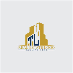 Fototapeta premium Modern TL Real Estate Logo Design with Building Silhouettes