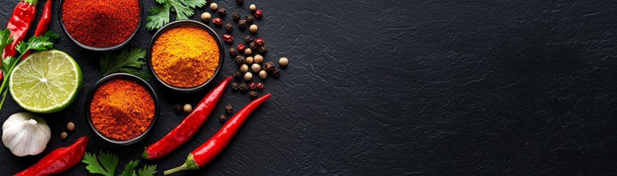 Spice Up Your Life Red Chili Turmeric Pepper on Black Slate 149 characters