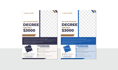 University flyer template, a bundle of 2 templates of a4 flyer, university students back to university education admission flyer poster layout, book cover, leaflet, poster, brochure, modern flyer.