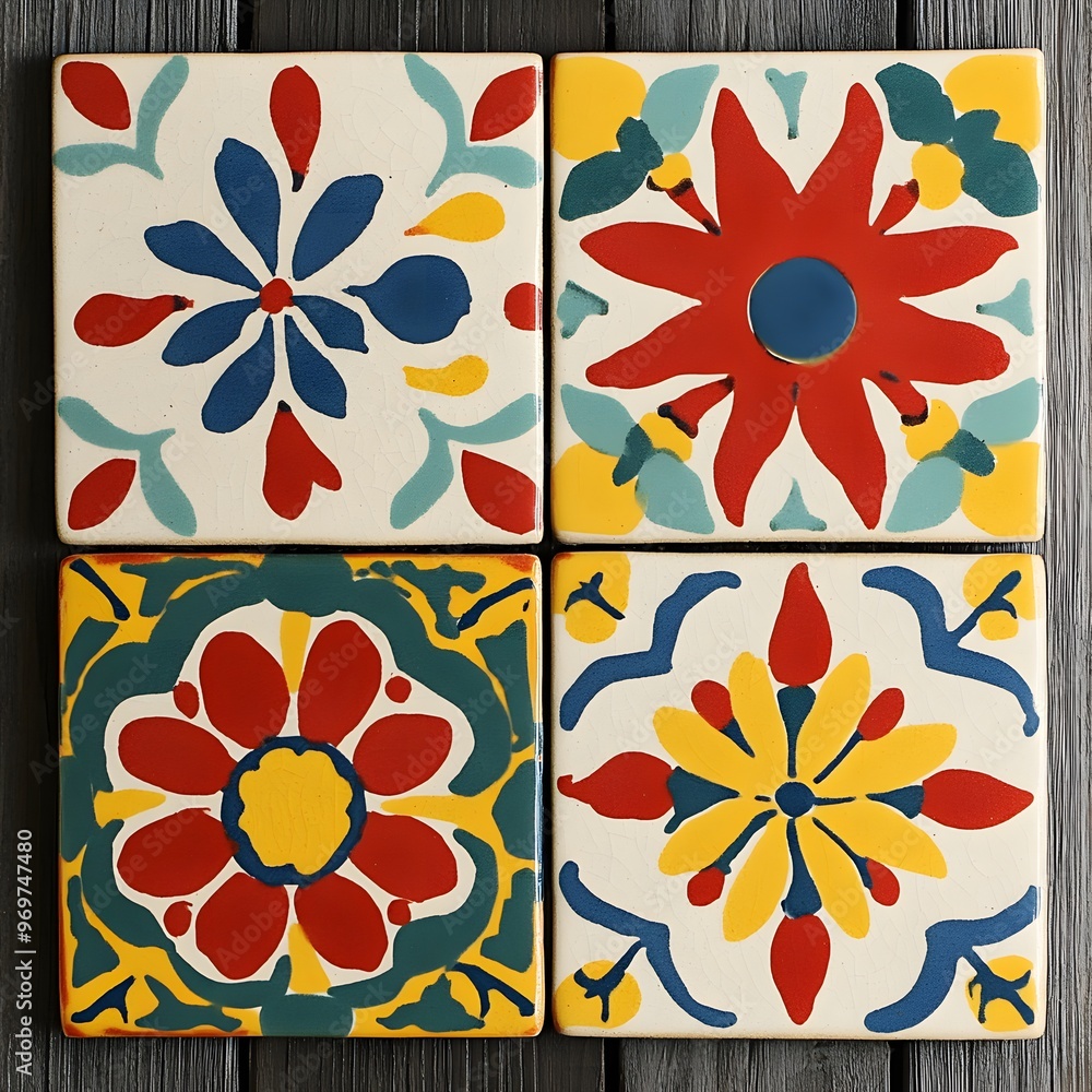 Aufkleber 74. bright and cheerful tile pattern with playful patterns and lively colors