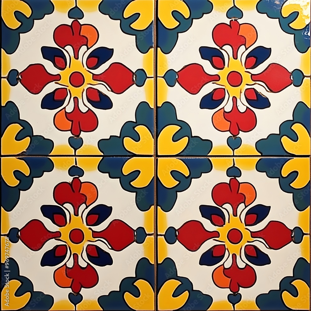 Poster 74. bright and cheerful tile pattern with playful patterns and lively colors